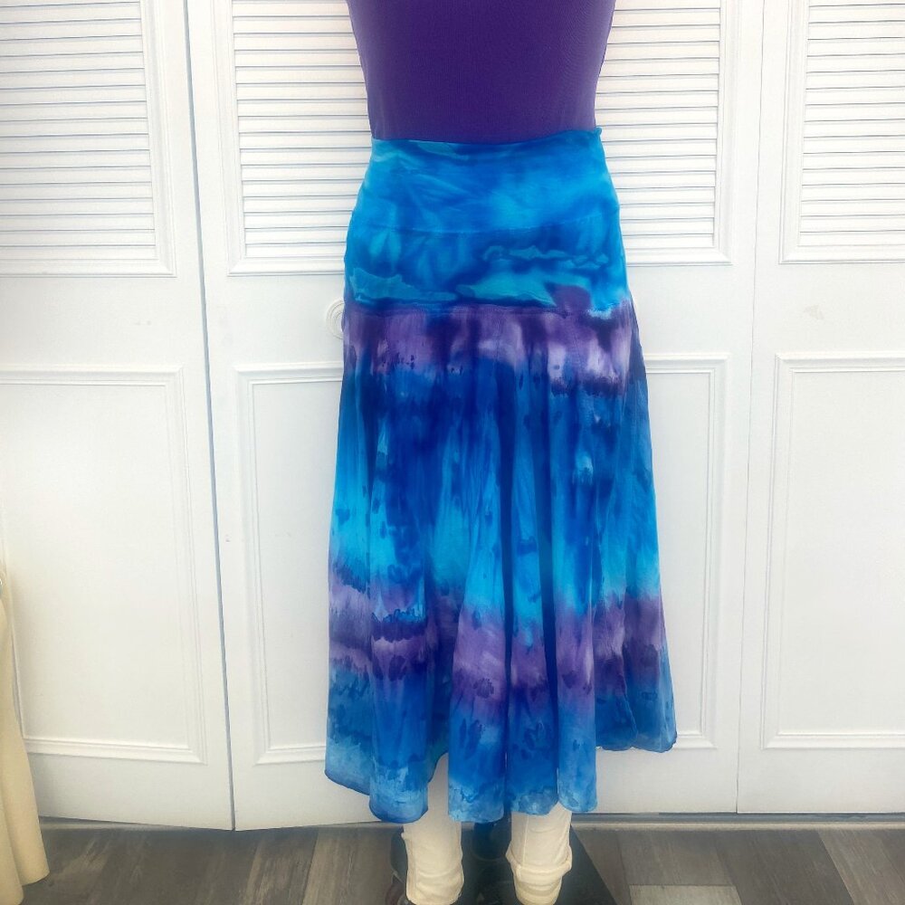 Summer!!! Tie Dye Skirt Turquoise and Purple Tie Dye Size Sm to Med Stable Dyes